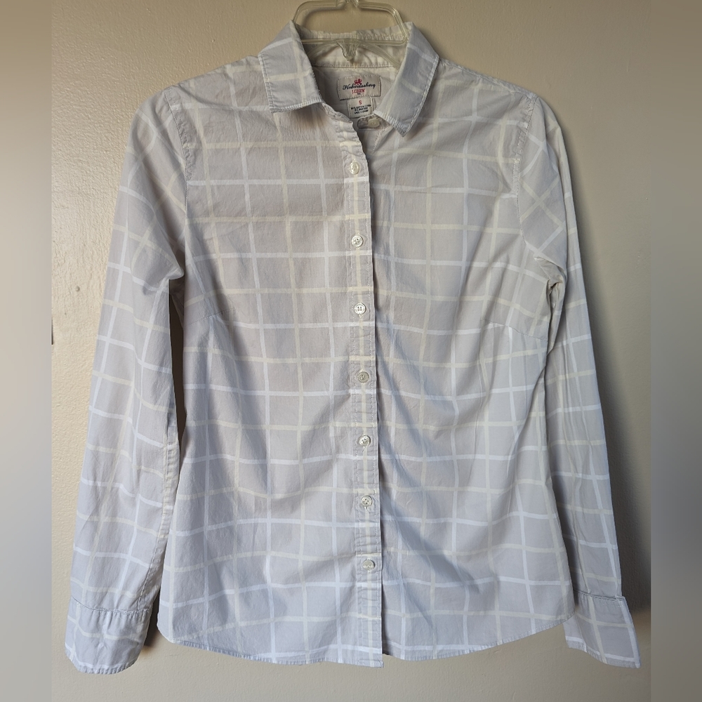 J. Crew Haberdashery Plaid/Windowpane Button Down Shirt, Gray & White (SIZE S)